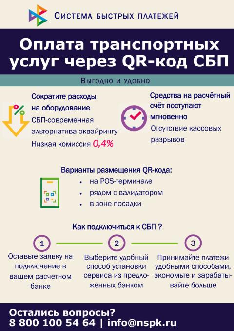 Оплата транспортных услуг через QR-код СБП