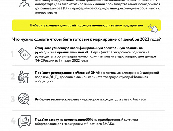 КОМПЕНСАЦИЯ 50% НА ОБОРУДОВАНИЕ ДЛЯ МАРКИРОВКИ МОЛОЧНОЙ ПРОДУКЦИИ для фермерских хозяйств и сельскохозяйственных производственных кооперативов